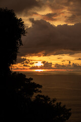 Fototapeta na wymiar View of sunset on the Pacific coast of Manuel Antonio