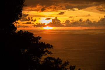View of sunset on the Pacific coast of Manuel Antonio