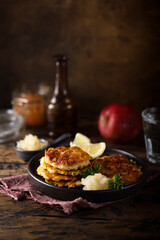 Homemade potato pancakes with apple sauce