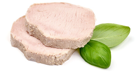 Boiled pork, isolated on white background. High resolution image
