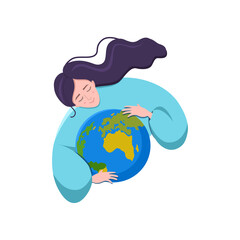 World environment day. Earth planet in woman hands. Vector illusration