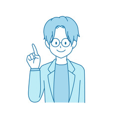 Fototapeta na wymiar Business Glasses man pointing blue illustration
