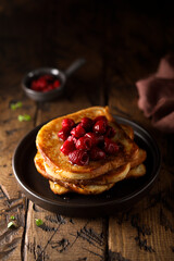 Traditional French toast with raspberry	