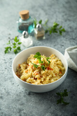 Homemade rice pilau with vegetables
