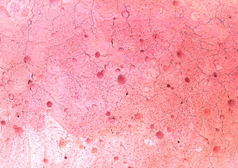 Abstract pink color water color on crack wall texture background