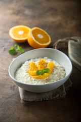 Sweet risotto with orange and mint
