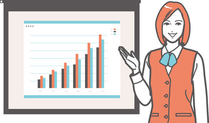 解説する制服のビジネスウーマン②