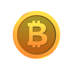 Golden bitcoin isolated on white background