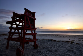 lifeguard chair in Sunrise light