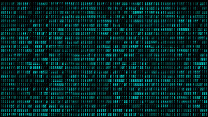 Binary Number Glitch Scanning on Black Background