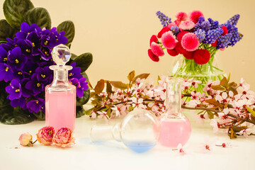 aromatherapy - dry flowers and potions