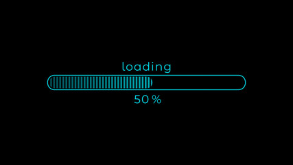 50% Futuristic Progress Loading Bar on Black Background