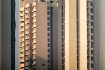 Modern high rise apartment buildings in the suburb of Kandivali in the city of Mumbai.