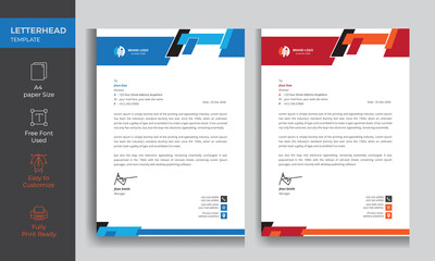 Professional Clean Letterhead Design Template fully editable and print Ready