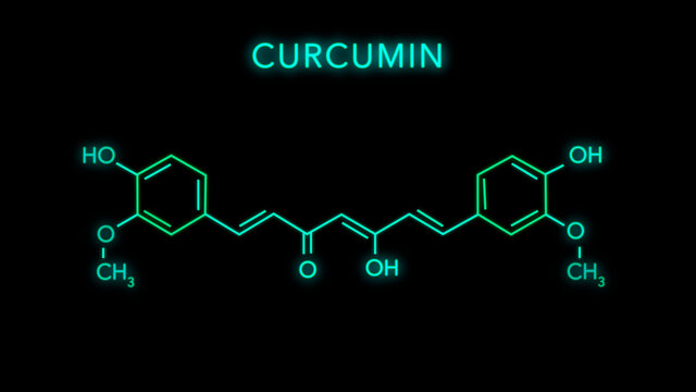 Curcumin Molecular Structure Symbol on black background