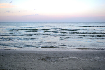 sunset on the beach - seascape, cloudscape - Navodari, Constanta county, Dobrudja, Romania, Europe, Black Sea