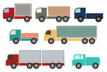 Truck van road transport set.