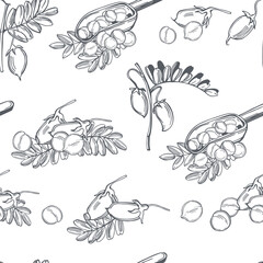 Chickpeas  beans. Vector  pattern.