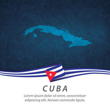 Cuba flag with map