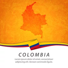 Foto op Canvas Colombia flag with map © aranjuezmedi