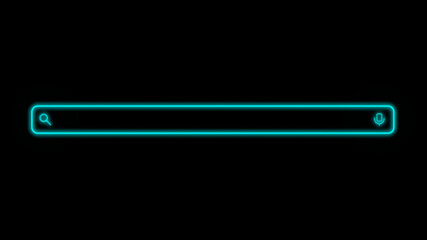 Neon Futuristic Square Search Engine Bar Query on Black Background