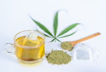 Medicinal Cannabis tea, Marijuana powder of dried grounded cannabis leafs