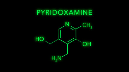 Fototapeta premium Pyridoxamine or Vitamin B6 Molecular Structure Symbol on black background