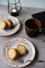 パウンドケーキとコーヒーでブレイクタイム