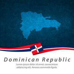 Dominican Republic flag with map
