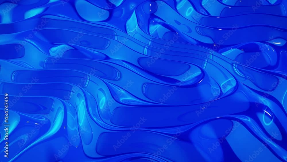 Poster looped abstract fluid background. beautiful wavy glass surface of blue liquid with pattern, gradient