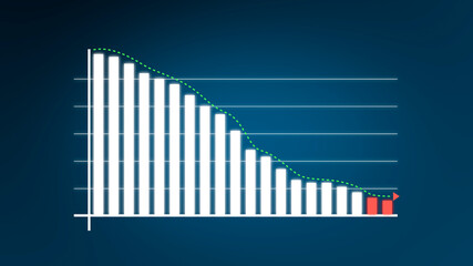 Plummet Business Growth Infographic with Arrow and Bar on Blue Background
