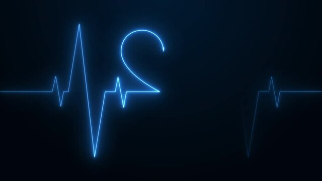 Neon effect heartbeat line seamless looping video. 4k resolution video seamless looping.