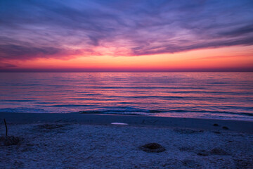Zachód słońca Morze Bałtyckie Kolorowe niebo