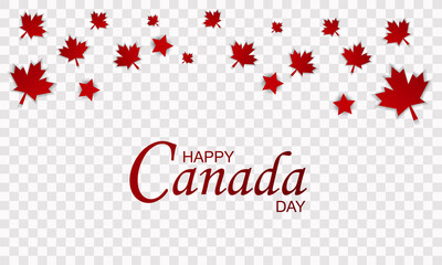 Canada Day vector illustration, Canadian flag and maple leaves, red and white vector