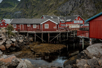 Wioska rybacka, Lofoty, Norwegia - obrazy, fototapety, plakaty