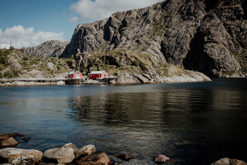Wioska rybacka, Lofoty, Norwegia - obrazy, fototapety, plakaty