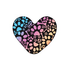 Heart silhouette of animal paw and bone pattern background for print.