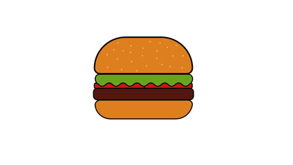 Burger Vector Illustration. Flat design icon for logo or sticker for your design, menu, website, promotional items cafes and restaurants.