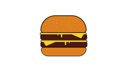 Burger Vector Illustration. Flat design icon for logo or sticker for your design, menu, website, promotional items cafes and restaurants.