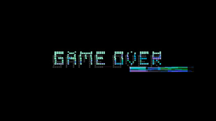 Game Over Glitch on Black Background