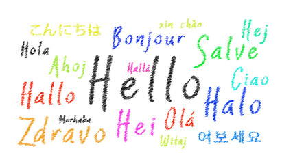 Hello Hand Writing Style in Multi Language