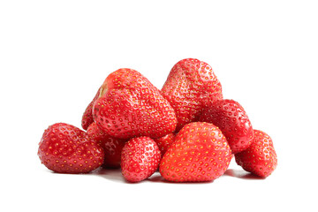 Group of strawberries without leaves isolated on white background. 