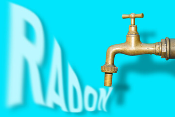 Dangerous natural radon gas escapes from the drinking water tap through the plumbing and hydraulics...