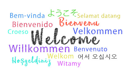 Welcome Hand Writting Style in Multi Language