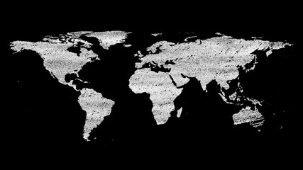 Fototapeta na wymiar World Maps Sketch Drawing on Solid Black Background
