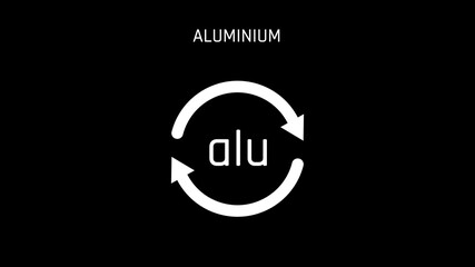Aluminium or alu with two arrow Recycle Symbol 