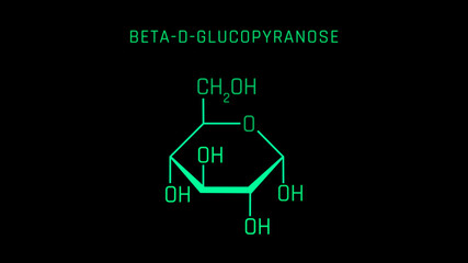 Beta-d-glucopyranose Molecular Structure Symbol on black background