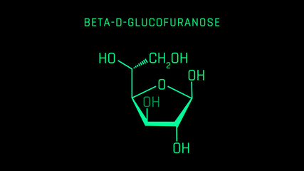 Beta-d-glucofuranose Molecular Structure Symbol on black background