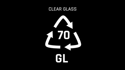 Clear Glass or GL or number 70 Recycle Symbol