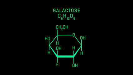 Galactose Molecular Structure Symbol on black background